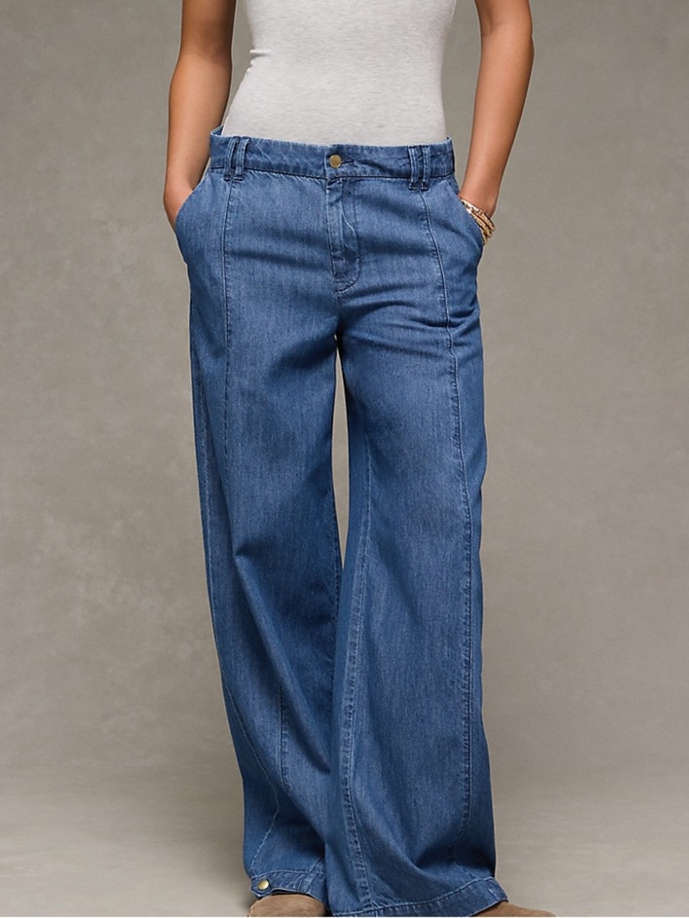 NWT American Eagle Outfitters Wide-Leg trouser Jeans in Medium Blue